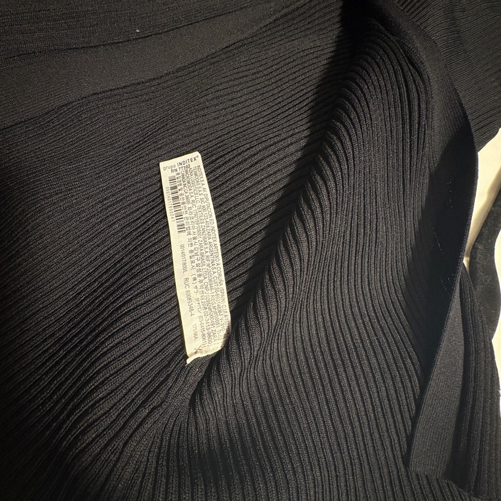 Zara Womens Black Ribbed Knit Button Down Midi Dress Long Sleeve Size L - Picture 8 of 14
